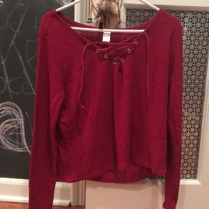 red cross front long sleeve shirt